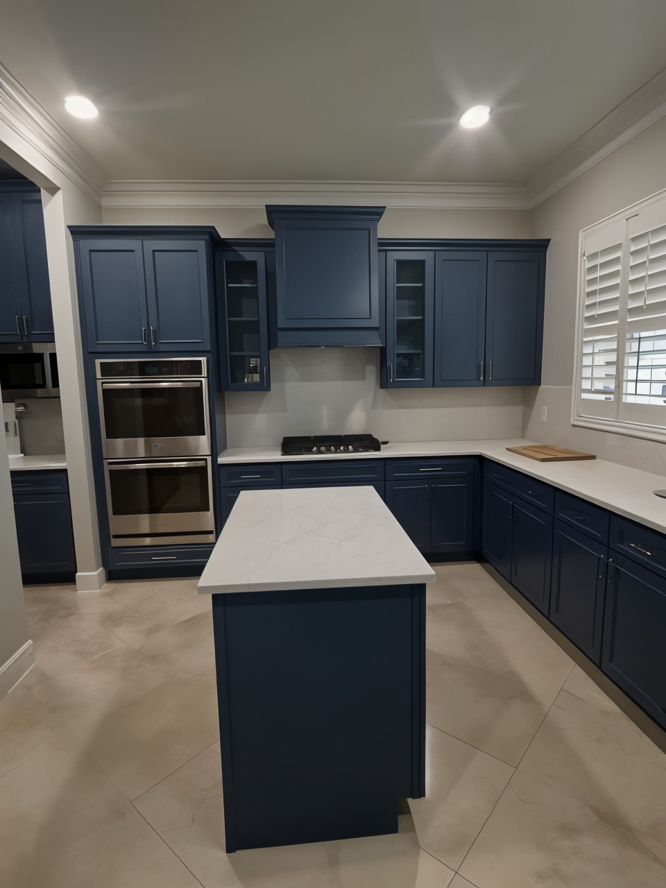 Navy kitchen cabinets